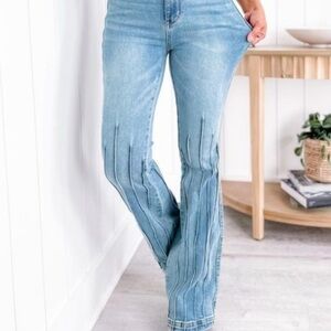 Judy Blue Light Blue Flare Jeans With Stitch Seam Detail